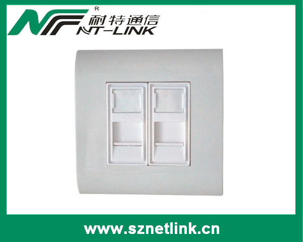Dual port rj45  face plate with bottom box